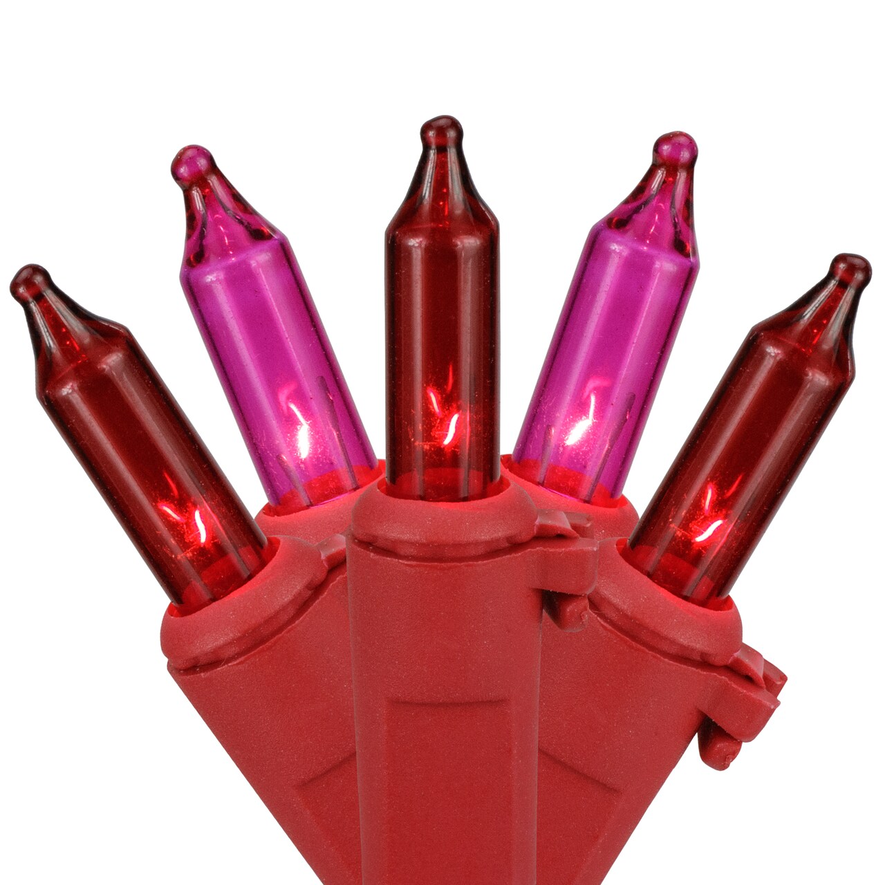 Northlight Mini Christmas Light Set - Red and Pink - 10' Red Wire - 50ct